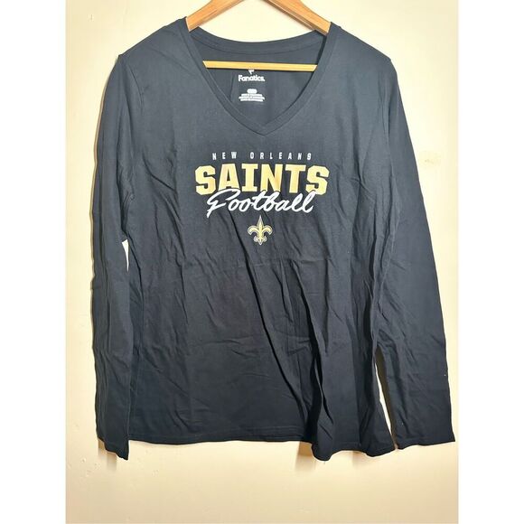 Fanatics Women’s NFL New Orleans Saints V Neck Long Sleeve Top Size Large - Picture 2 of 5